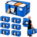 Extra Large Heavy Duty Portable Collapsible Moving & Pack Bags with Zip, 130LBS Load-Bearing Rip Resistant PE Plastic Fabric, Ergonomic Handles, Label Slot, Disposable Storage Organizer for Home Relocation & Storage Organization