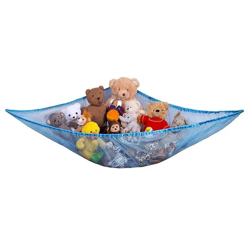 Jumbo Toy Hammock - Organize stuffed animals or children's toys with the mesh hammock, Looks great with any décor while neatly organizing kid’s toys, Expands to 5.5 feet - White