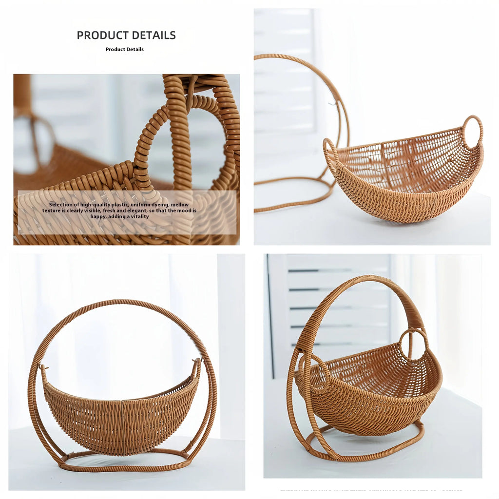 Creative Fruit Basket Mimicking Woven Design, Living Room Snack Candy Storage Basket, Handmade Weaving Fruit Tray, Vegetable Organizer, Decorative baskets