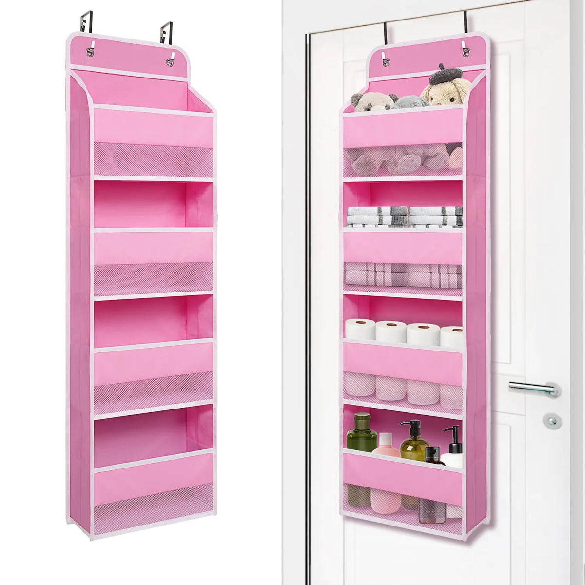 Heavy Duty Over Door Organizer, Hanging Organizer Storage with 4 Large Capacity Pockets, Closet Bathroom Nursery Bedroom Hangable Multicolor