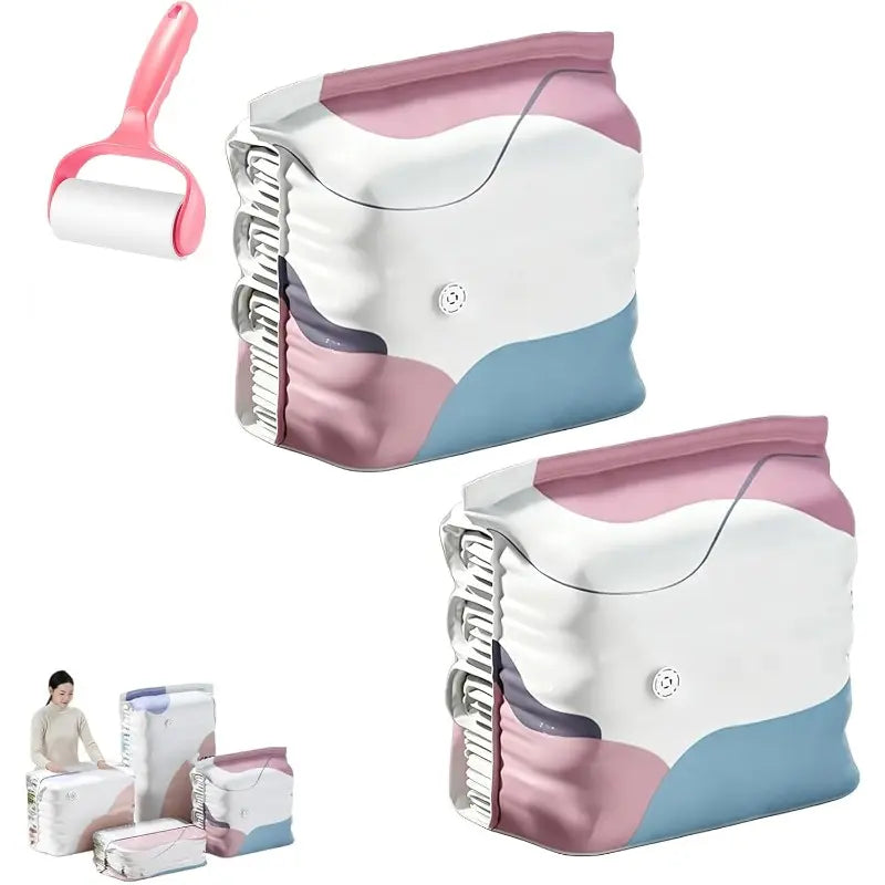 Pump free vacuum storage bags, Sealing Storage Bags, large storage compression bags, heavy-duty clothing compression seals, compression seals, no need for pumps. Save 80% space, perfect for bulky bedding (2 pieces M)