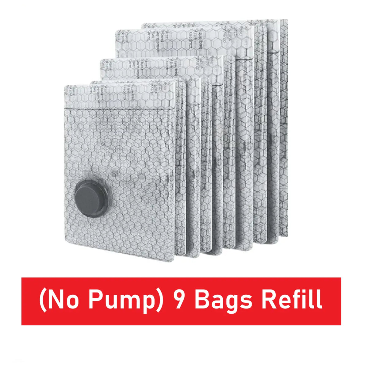 Cordless Travel Vacuum Compression Storage Bags Set (9 Pack, 3 Sizes) - Organiser, 9 Bags Refill (No Pump), Foldable, Dustproof, Waterproof Reusable Space Saver for Carry-On Suitcases, Outdoor Use Father's Day Gift