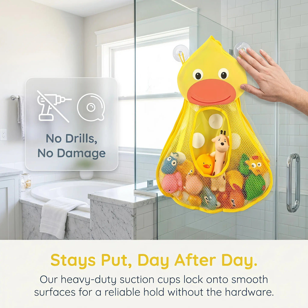 Cartoon-themed Hanging Storage Bag, Water Toy Storage Mesh Bag, Suction Cup Hanging Household Storage Bag, Stuffed Animal Storage, Hangable Organizer Pouch, Storage Pouch, Storage Organizer, Organizer Bags, Available in Various Sizes.-YY0
