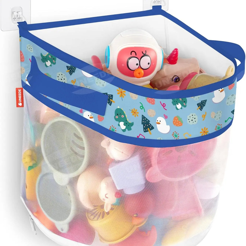 UNEEDE Mesh Bath Toy Organizer - 4 Gal Fine Mesh Basket Home Organizers, Quick-Access Quick-Dry Bathtub Holder for Babies, Shower Caddy