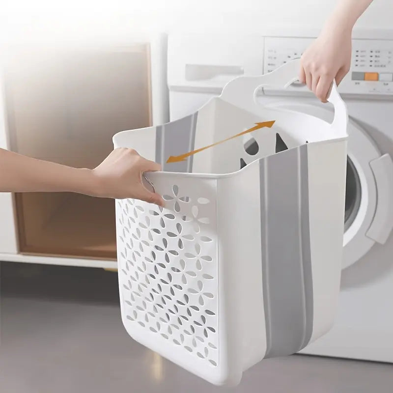 1 foldable storage basket, Collapsible baskets, wall-mounted extendable storage basket that saves space and is convenient to carry, it can be hung on the wall or placed on the floor, used to store clothes, toys, bathroom accessories