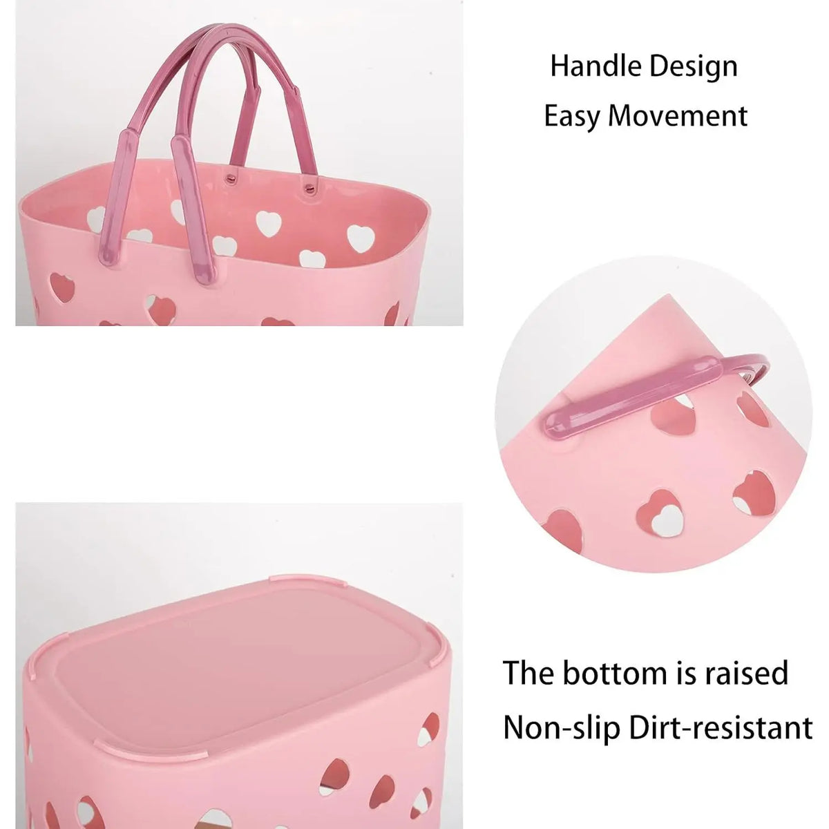 Portable Plastic Shower Caddy Tote with Handle - Organizer Bin for Bathroom, College Dorm - Dorm-Ready Storage for Supply Carrying, Pink, Sohochic Bathroom Gadget