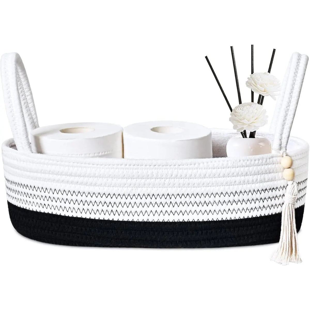 Small Storage Basket, Jute Rope Woven Toilet Paper Tray Organizer for Toilet  Top, Boho Bathroom Decor Holder for Shelf Bedroom Living Room -13x6x4 Inches