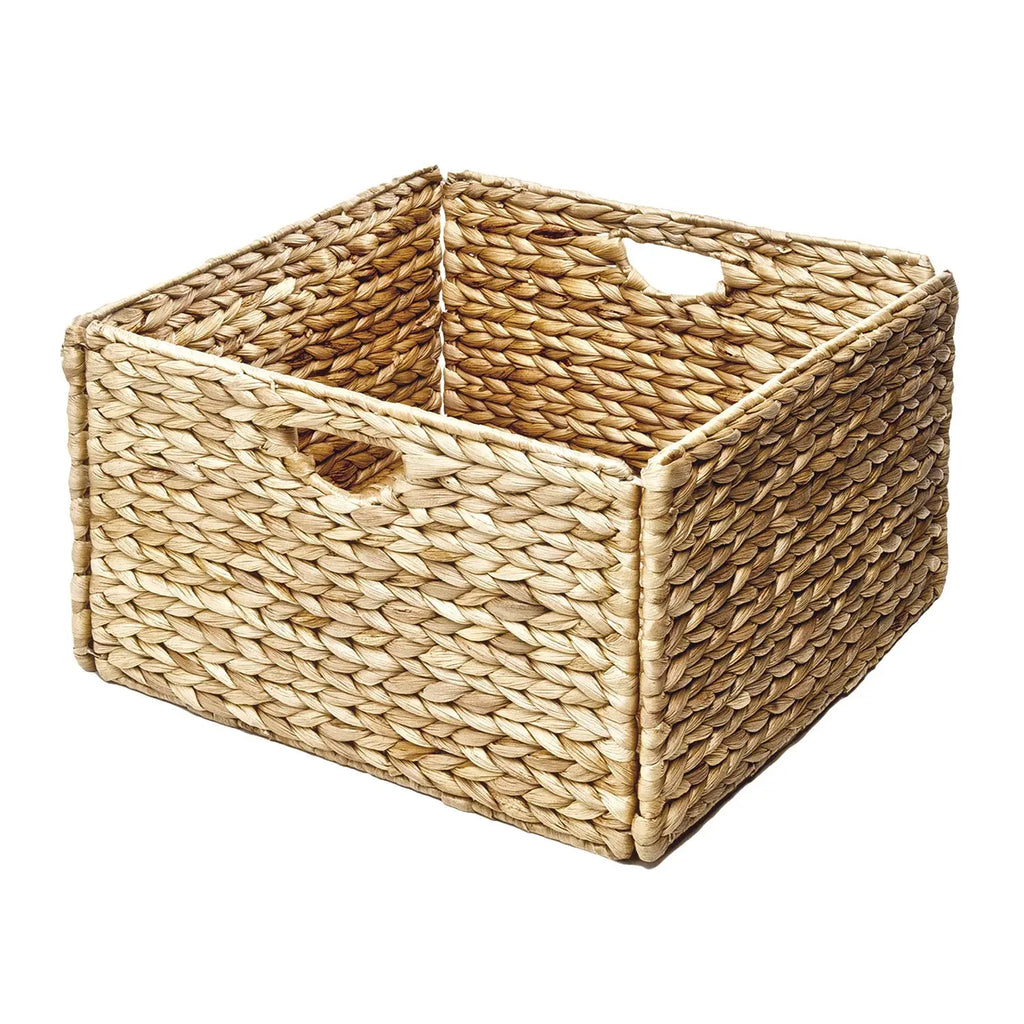 Classics Series 2-Pack Natural Water Hyacinth Handwoven 13.25x13.25in Square Laundry Baskets with Carrying Handles, Steel-Frame Portable Laundry Room Organizer, Home Organization Containers, Closet Baskets for Clothes Linen