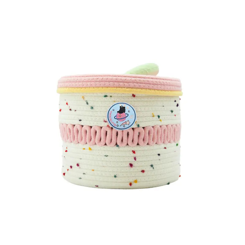 Cotton Fabric Home Storage Baskets - Multi-Size, Cute Design, Foldable, Handle-Equipped Household Organizers, Cappuccino (22*12), Pink & White Dopamine (22*19), Space-Saving Home Supplies