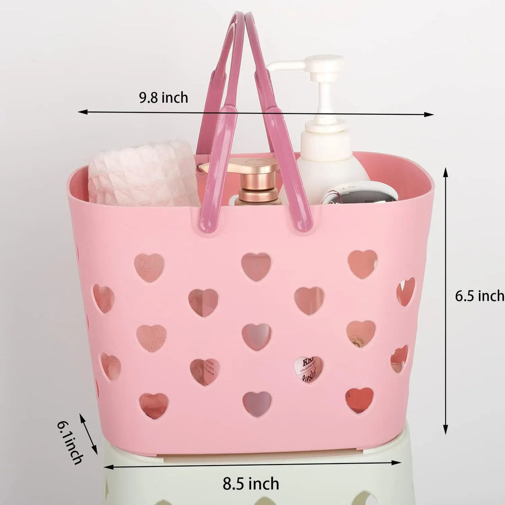 Portable Plastic Shower Caddy Tote with Handle - Organizer Bin for Bathroom, College Dorm - Dorm-Ready Storage for Supply Carrying, Pink, Sohochic Bathroom Gadget