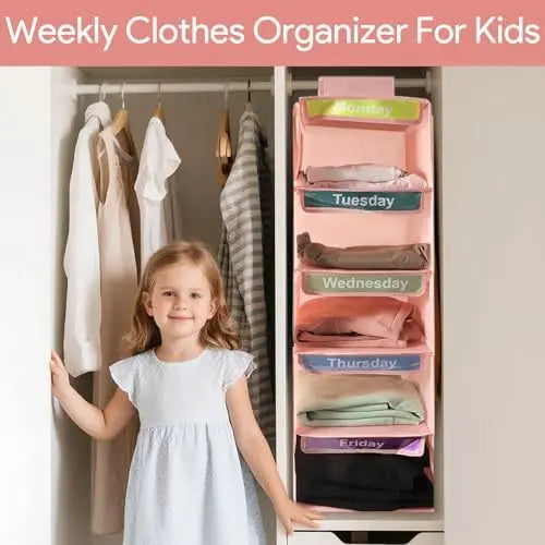 Multi-layer Hanging Clothes Storage Bag, Household Daily Clothing Classification Storage Bag, Monday-to-Friday Clothes Organizer for Home Decor, Dustproof Organizer Clothes Storage Bag with Side Pocket