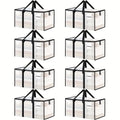8-Piece Large Heavy-Duty Storage Bags, Transparent Lidded Boxes with Reinforced Handles, Durable Zipper Pouches for Clothes, Dorms, University Supplies