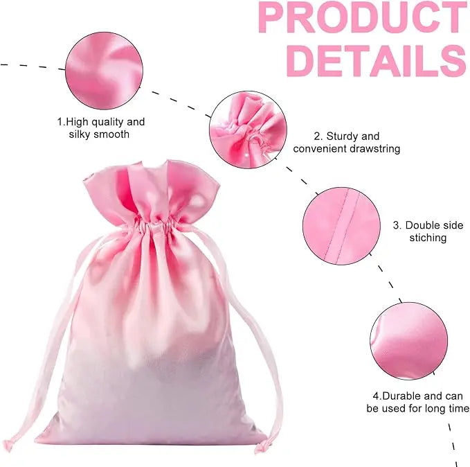Women's Black Satin Wig Bag (1PCS) - Drawstring Hair Storage Organizer with Edge Control Scarf, Silk Sleeping Hair Wrap, Multifunctional Travel Accessory, Ideal Gift,sohochic