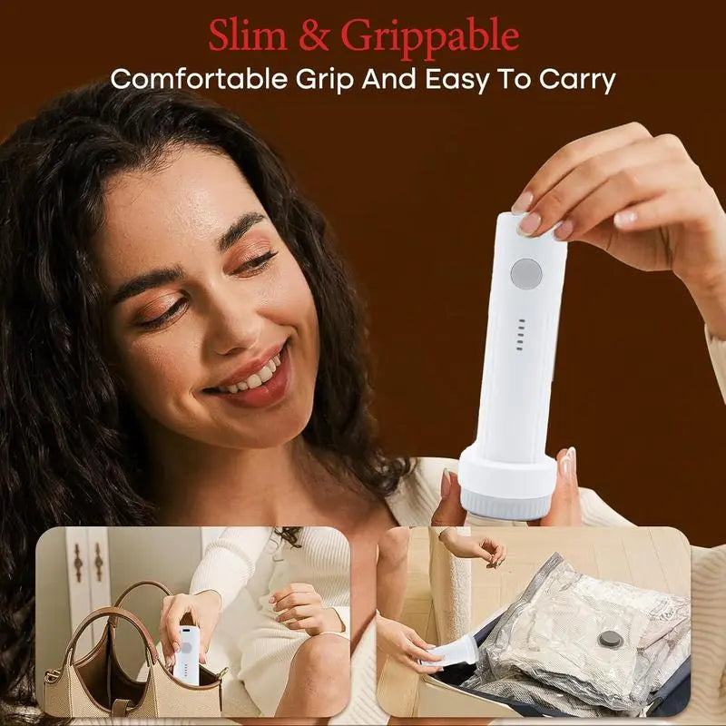 Cordless Vacuum Storage Bags 15pcs Full Set + Wireless Pump - Multifunction Large Storage Bags, USB Rechargeable, 140L/Min Fast Compression, Waterproof Reusable, Plastic Seal Machine for Travel Suitcases & Carry-Ons #tiktokshopstockup sohochic