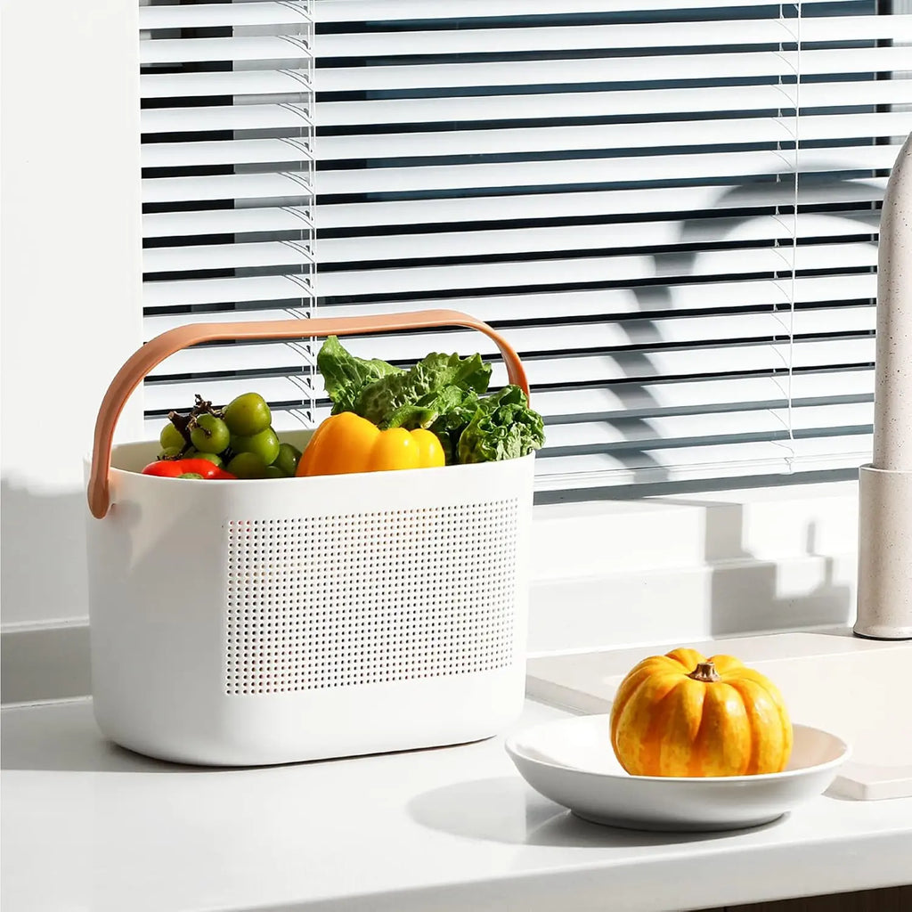 Plastic Storage Baskets with Handles, Shower Caddy Shelf Organizers Basket for Bathroom, Kitchen, Dorm Room, Yellow
