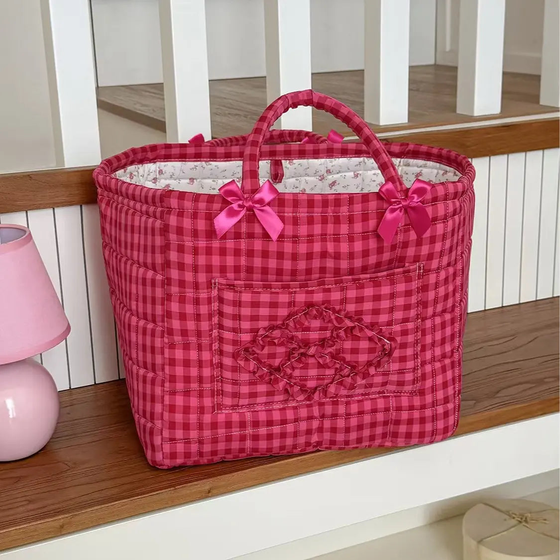Colorful Floral Print Soft Cotton Weaving Basket - Lightweight, Collapsible, Large-Capacity Home Supplies Organizer Bin with Smooth Liner, Washable, Gentle on Clothes, Ideal for Organizing Backseat, Blankets, Toys, Weaving Basket For Blankets, Trunk‑Ready