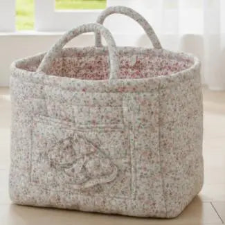 Colorful Floral Print Soft Cotton Weaving Basket - Lightweight, Collapsible, Large-Capacity Home Supplies Organizer Bin with Smooth Liner, Washable, Gentle on Clothes, Ideal for Organizing Backseat, Blankets, Toys, Weaving Basket For Blankets, Trunk‑Ready