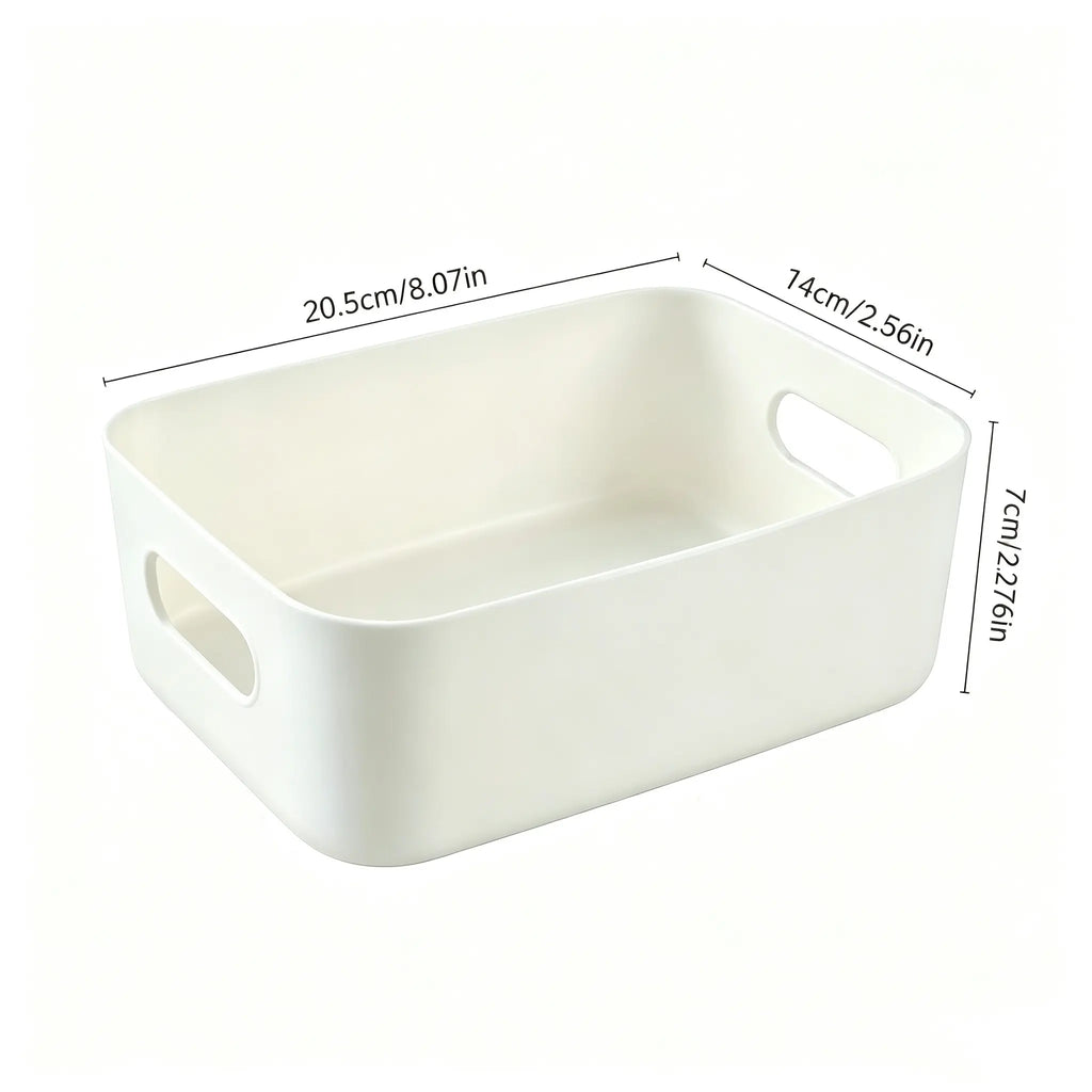 5-Pack Plastic Storage Baskets with Handles, Multi-Purpose Rectangular Organizer, Kitchen Organizers and Storage for Kitchen, Bathroom, Closet, Spices, Snacks, Everyday Items