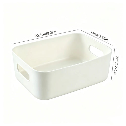 5-Pack Plastic Storage Baskets with Handles, Multi-Purpose Rectangular Organizer, Kitchen Organizers and Storage for Kitchen, Bathroom, Closet, Spices, Snacks, Everyday Items