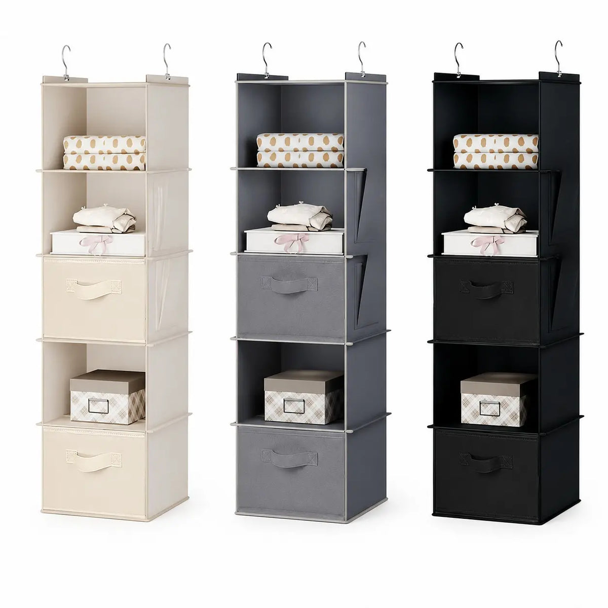 3pcs Drawer Hanging Bag Set, Foldable Hangable Closet Organizer for Home, Dormitory Storage Solution, Space-Saving Clothing Organizer