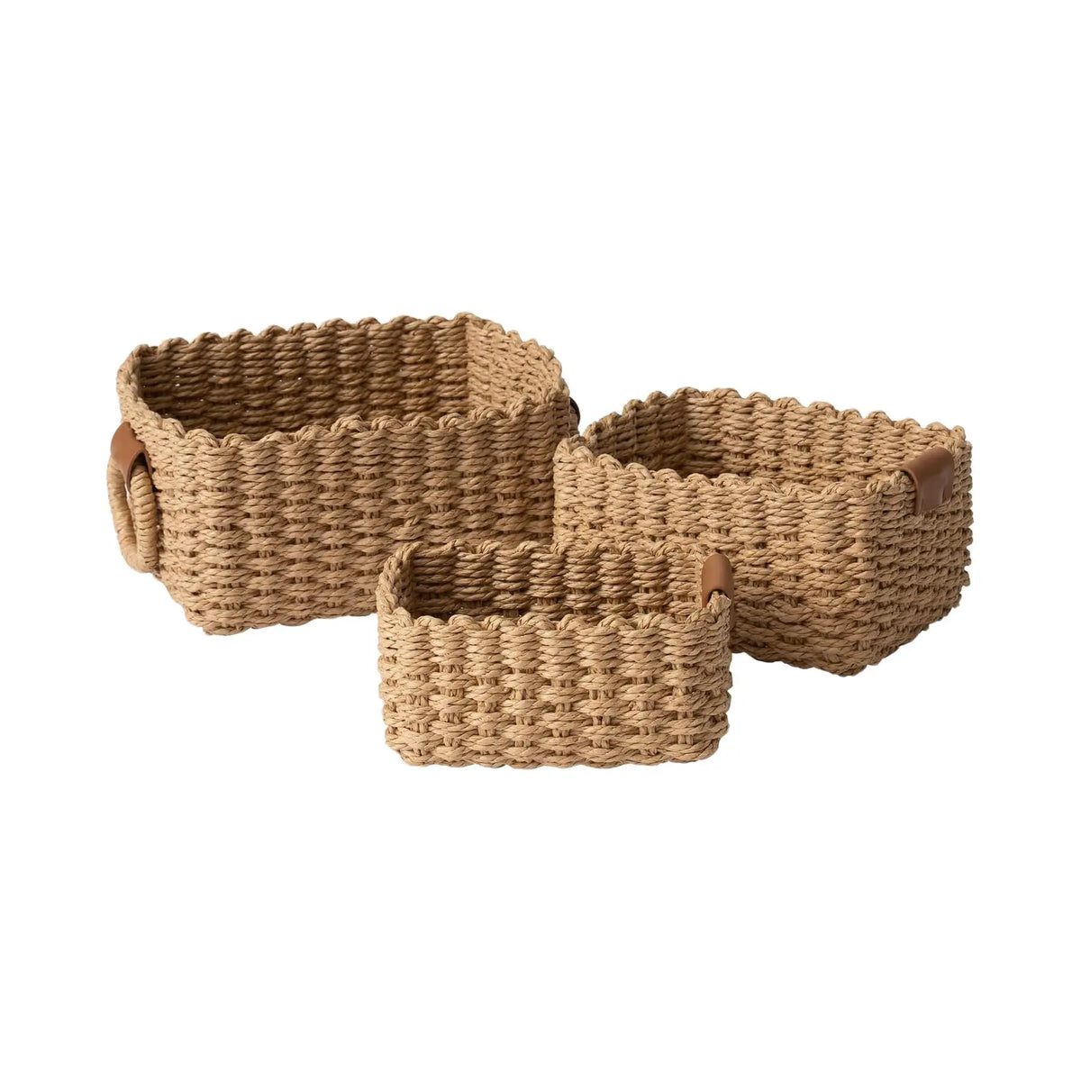 Woven Storage Basket, Decorative Storage Basket, 3 Counts Durable Household Storage Basket Set, Small Woven Organizing Baskets for Organizing, Cute Gift Basket for Decoration, Bedroom Organizer