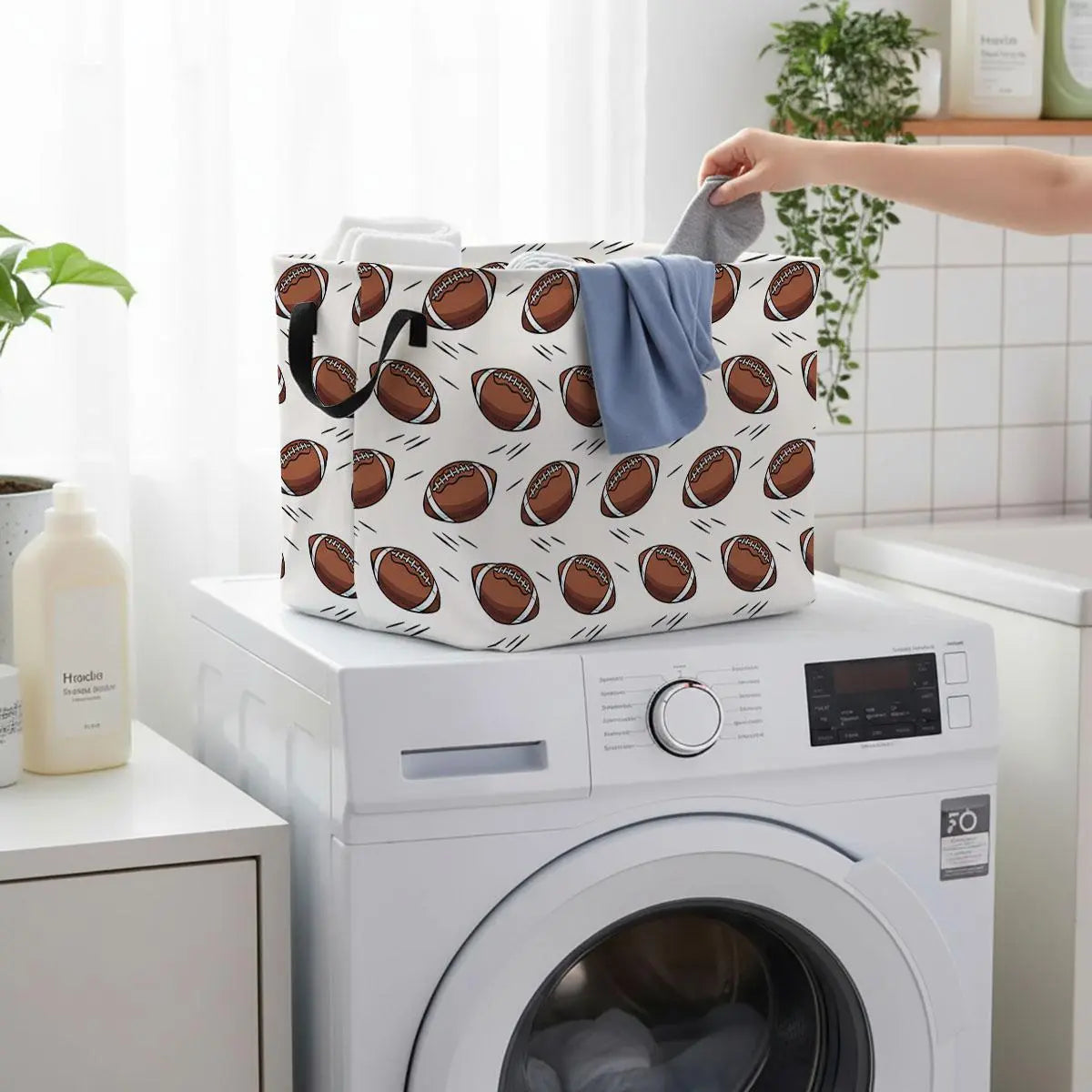 American Football Pattern Storage Baskets Storage Boxes Home Decor Storage Clothes Organization And Storage Home Decor Storage Holiday Gifts，Organizer For Toys， Books， Laundry Baskets