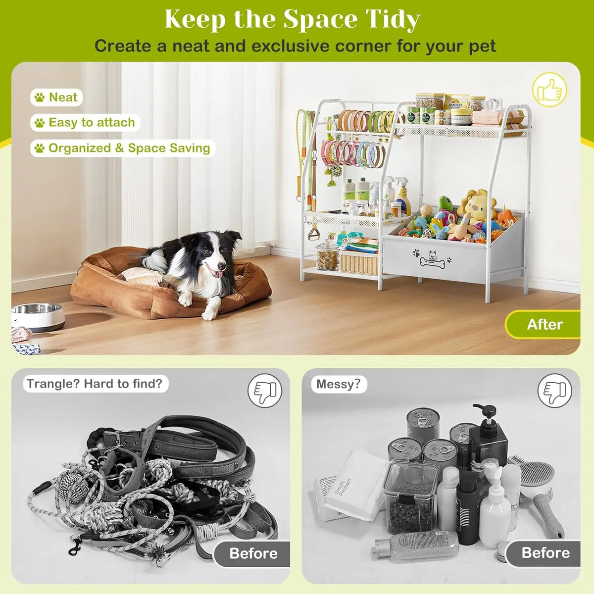 Large Modern Metal-Oxford Fabric Storage Basket with Iron Frame, 50cm Trapezoid Organizer Box with Leash Hooks, Toy Storage Holder for Pet Lovers, Wide Slant Living Room Home Organizer Essential