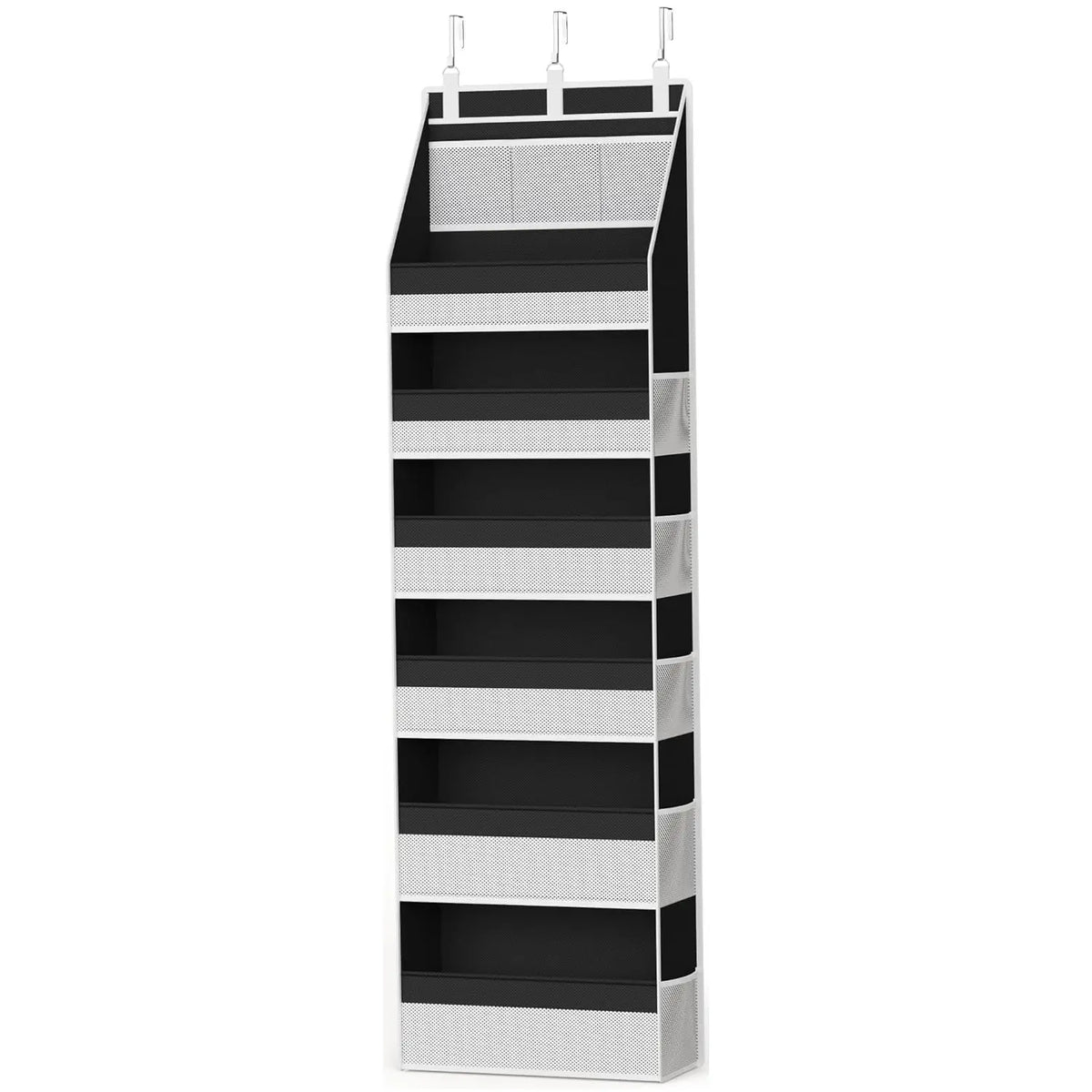 Over the Door Organizer, 6-Shelf Closet Hanging Storage with 13 Mesh Pockets, Fabric Compartments, 55lbs Capacity Behind the Door Space Saver Storage, Multi Purpose Storage for Baby Nursery, Bathroom, Bedroom, and Dorm, Organized Storage