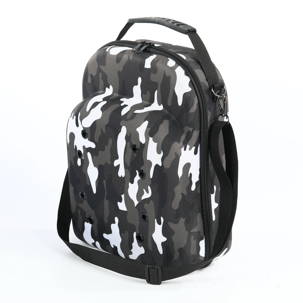 Camouflage Hard Shell Hat Organizer with 6 Hat Slots - Waterproof, Shockproof EVA Compact Travel Luggage Accessory for Commuting Baseball Caps, Travel Storage, Durable Travel Accessory