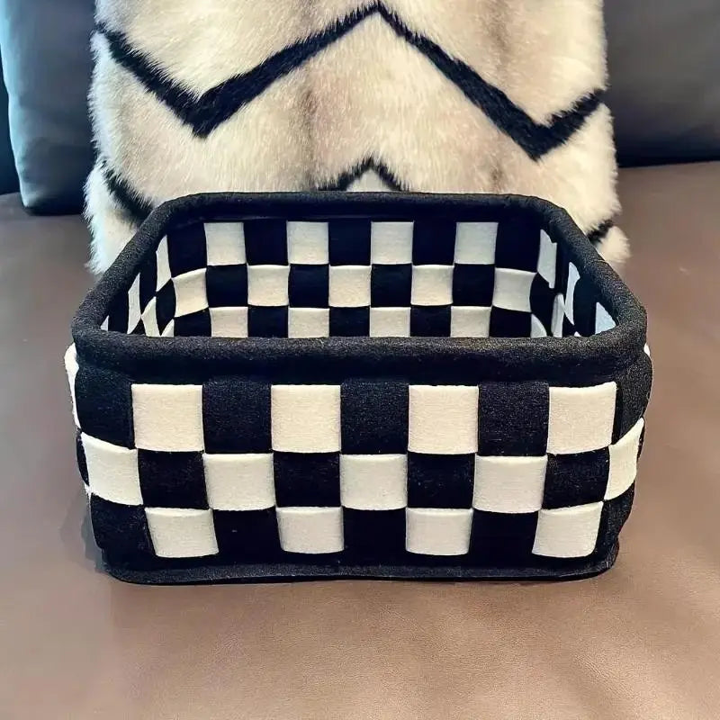 Grid Storage Basket, Felt Storage Basket, Efficient Storage, Household Storage, Desktop Drawer Organizer, Home Organizers, Ideal for Cosmetics Snacks Keys, 1pc/2pc