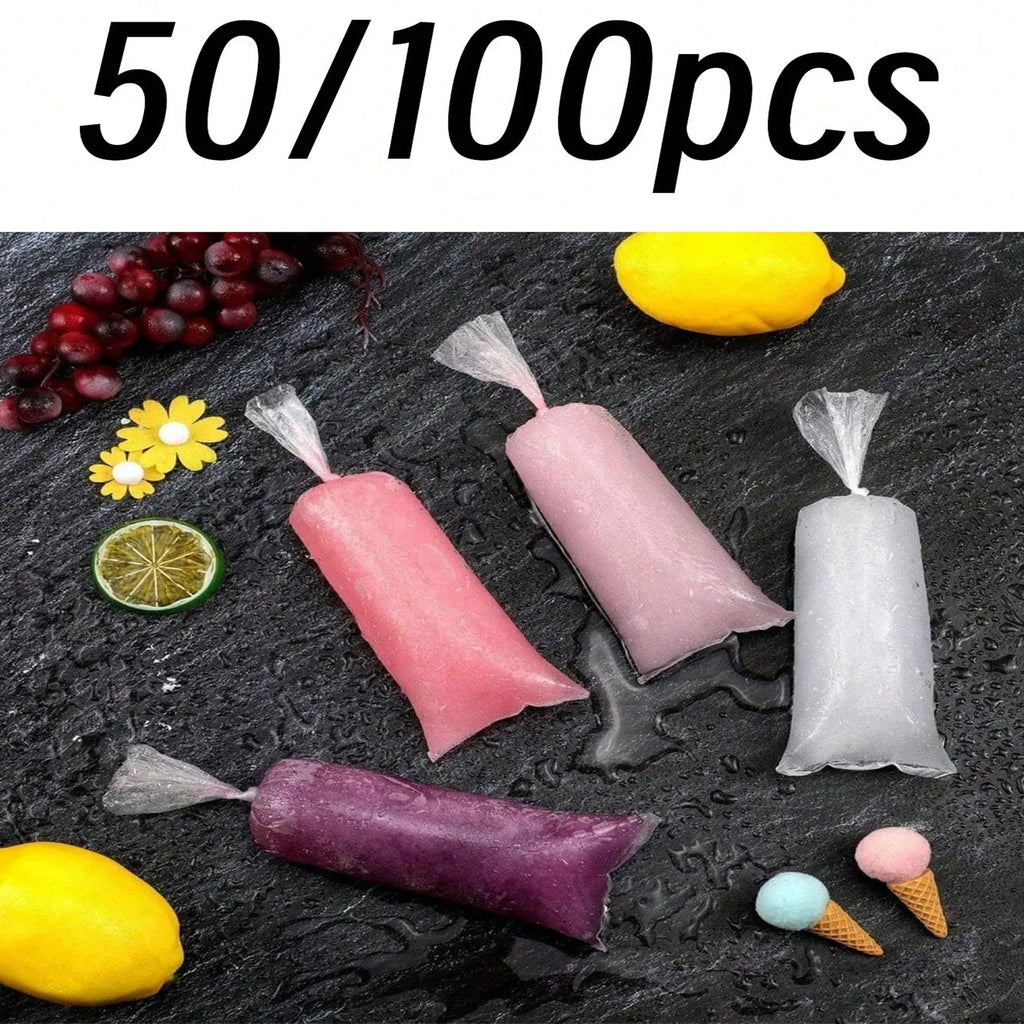 50/100 Pack 30cmx5.5cm Candy Bags, Ice Cream Mold Bags, Storage Pouch, Resealable Pouches, Durable Self-Seal Plastic Bags, Ideal for Parties, Travel, Weddings, Kitchen Storage, Resealable Packaging