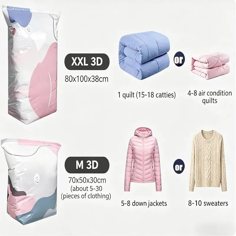 Pump free vacuum storage bags, Sealing Storage Bags, large storage compression bags, heavy-duty clothing compression seals, compression seals, no need for pumps. Save 80% space, perfect for bulky bedding (2 pieces M)