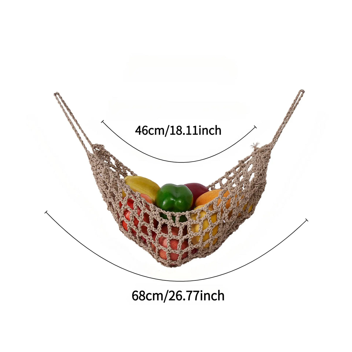 Bohemian Handmade Vegetable Fruit Net Bag, Fruit Basket Net Holder, Cozy Basket, Home Kitchen Hanging Decor, Fruit Storage Bag, Kitchen Organizer, Decorative