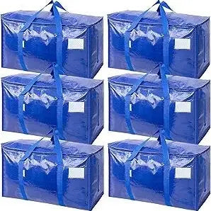 6-Pack Oversized Moving Bags with Reinforced Handles, Heavy-Duty Storage Tote for Clothes, Moving Supplies (Clear, 6-Pack),sohochic