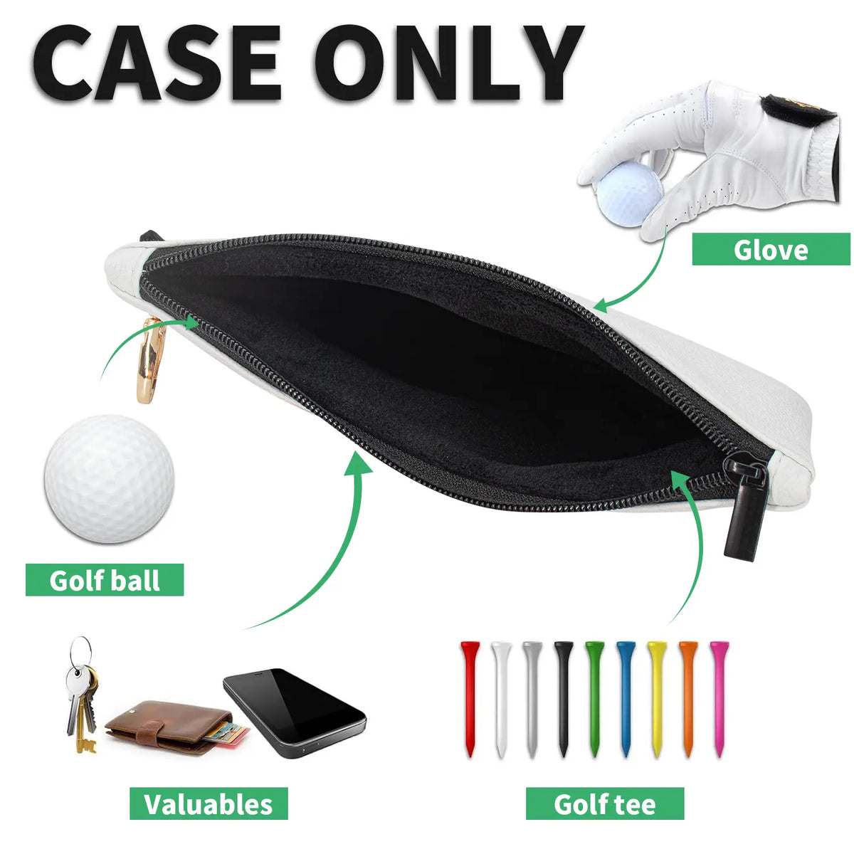Portable Golf Ball Storage Bag, Lightweight, Sealed Zipper Closure, Ideal Gift for Golfers, Unisex Accessory for Men & Women, Zipper Pouches