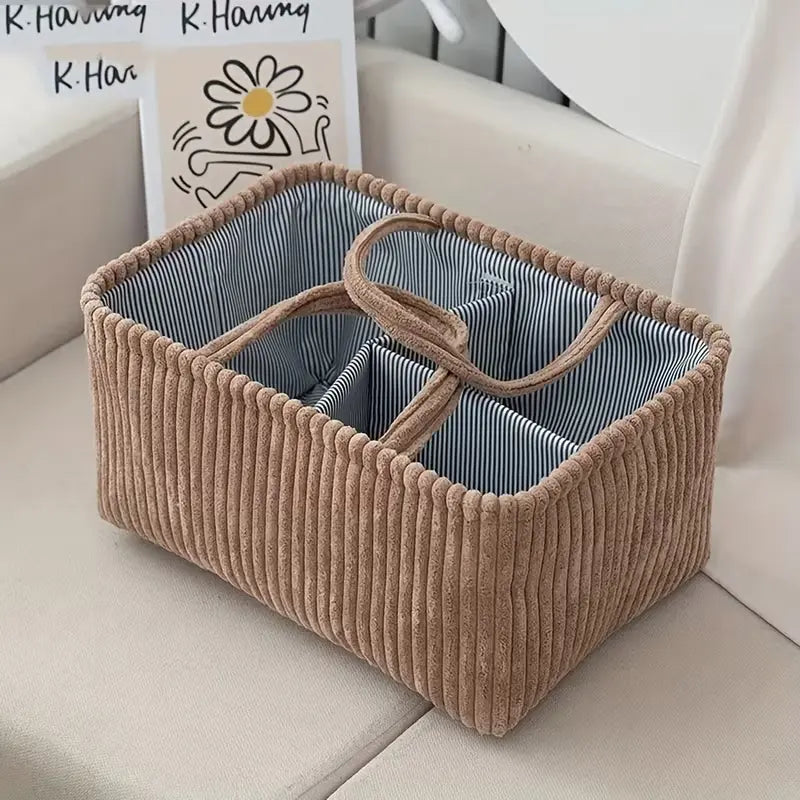 Multi-Functional Storage Basket, Mommy Bag Diaper Organizer, Large Capacity Compartmented Design for Baby & Mother Essentials