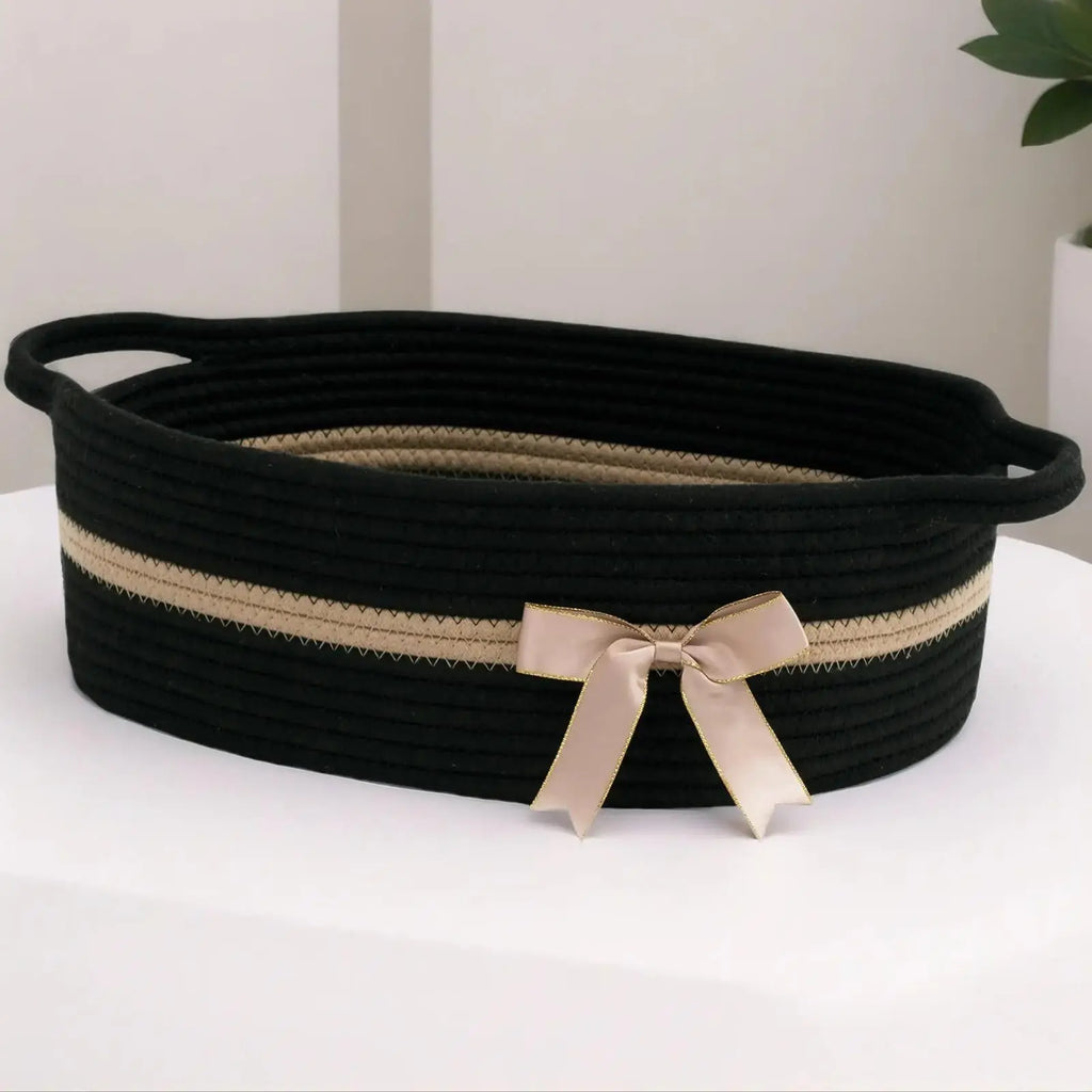 Gift Basket Small Woven Rope Basket for Cute Storage, Rectangular Shelf Basket for Bathroom, Organize Diapers Towels Snacks, Perfect Kids Gift, Basket Organizer