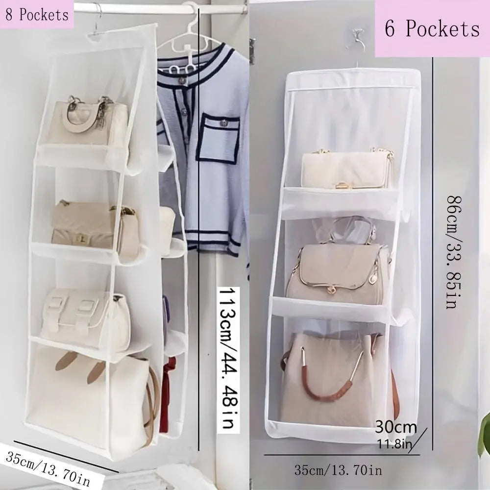 Multi-Layer Hanging Handbag Organizer, 1 Count Space-Saving Handbag Storage Bag, Transparent Purse Organizer for Wardrobe Closet, Minimal Storage Organizer, Hangable, Home Organizer, Hanging Storage Bags, Hangable Organizer Pouch, Home Organiser