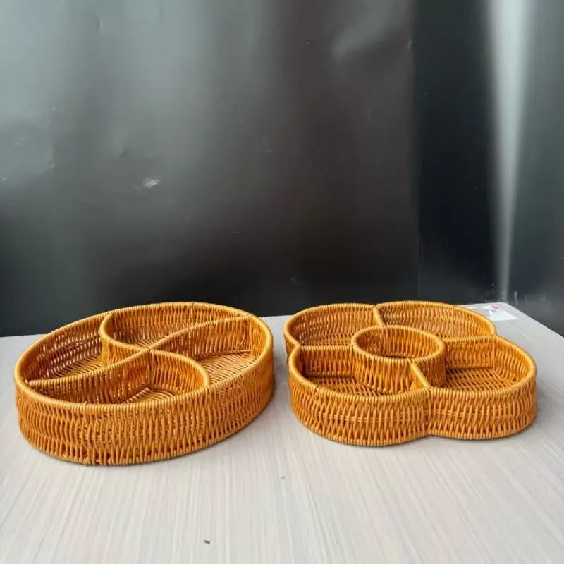 Rattan Fruit Basket for Home Living Room, Candy Box, Snack Tray, Nuts Holder, Dry Fruits Dish, Office File Organizer, Party Decor