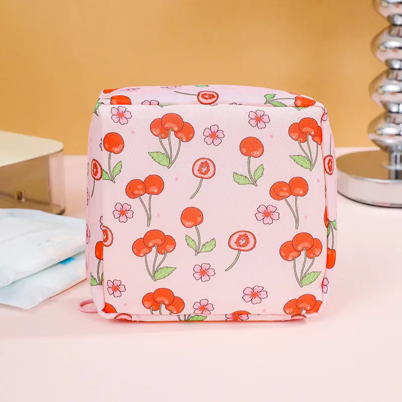 Cartoon Pattern Sanitary Napkin Storage Bag, 1 Count Portable Menstrual Pad Pouch Organiser, Small Zipper Space-Saving Bag for Outdoor Travel and Home, Organizing Supplies Portable Travel Organizer #GLOBAL PICKS