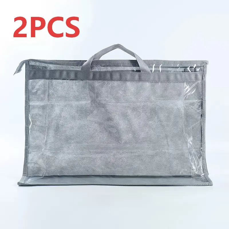 Suspension Bag Storage Organizer, Non-Woven Transparent Dust-Proof Home Storage Bag, Zipper & Handle, Ideal for Closet Purses & Wallets, Clear Organizers