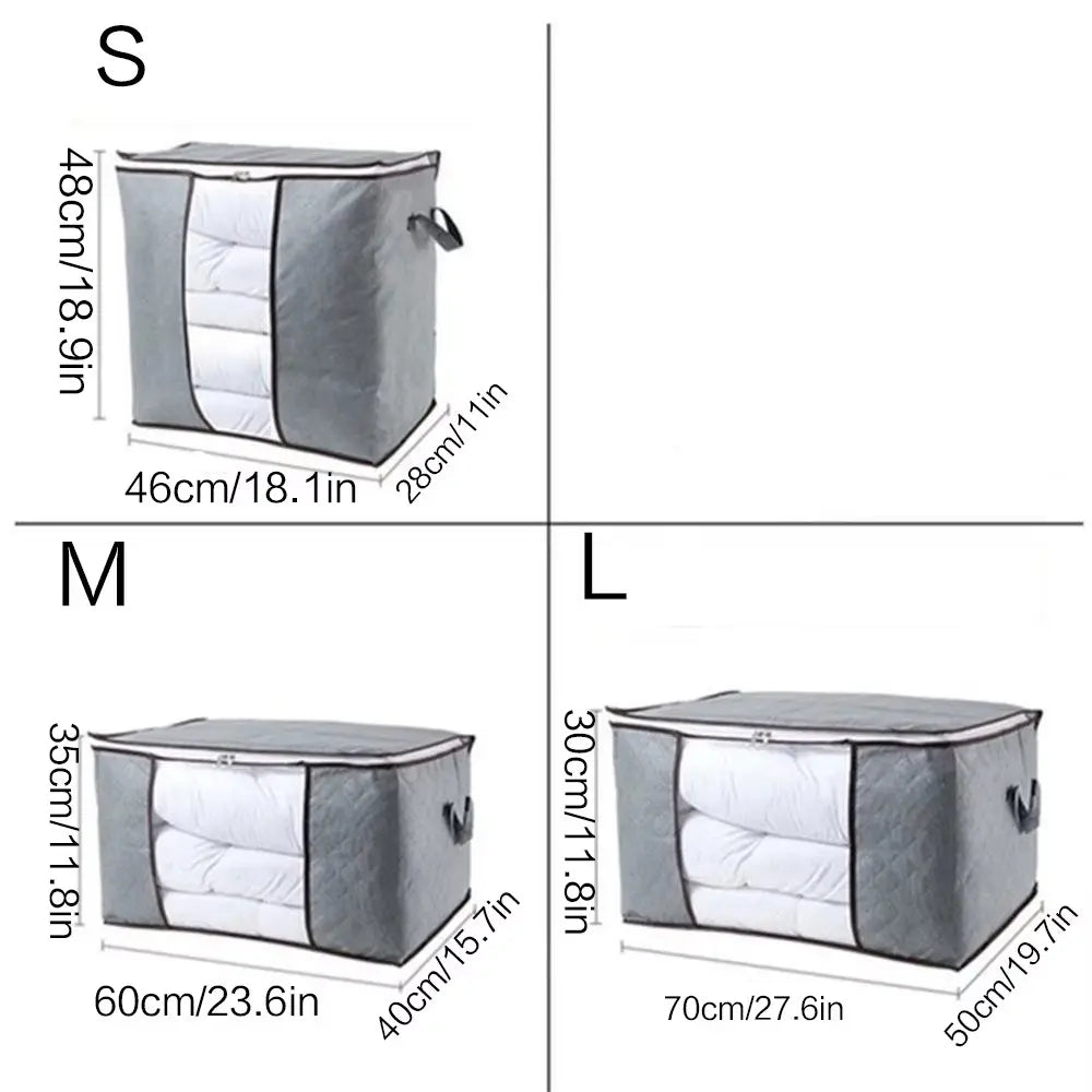 Collapsible Waterproof Clothes Storage Bag with Clear Window. Oxford Fabric, Moisture/Mold/Dust Proof. Multi-Size Options for Closet Organization. All-Season Wardrobe Storage Solution. Clothing Storage Bags