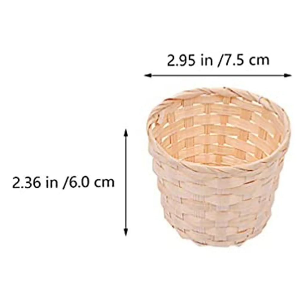 5PCS Bamboo Woven Mini Baskets - Handleless, Durable, Decorative Organisers with Natural Look for Kitchen Food Storage, Party Favors (7.5X6cm) Home Supplies (Decorative Role Included)