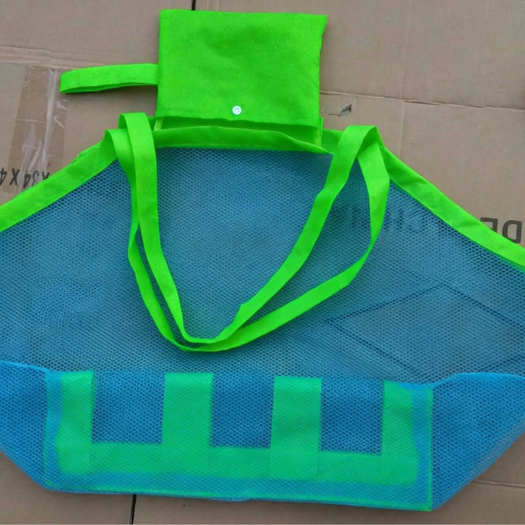 Foldable children's beach bag, toy storage bag, sand digging tool and miscellaneous items quick storage mesh bag, extra large mesh bag