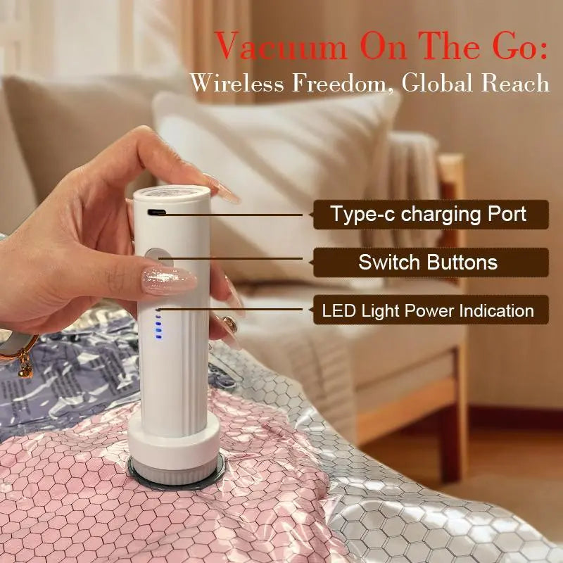 Cordless Vacuum Storage Bags 15pcs Full Set + Wireless Pump - Multifunction Large Storage Bags, USB Rechargeable, 140L/Min Fast Compression, Waterproof Reusable, Plastic Seal Machine for Travel Suitcases & Carry-Ons #tiktokshopstockup sohochic