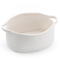 Decorative Cotton Rope Woven Storage Basket with Handle - Cute Small Collapsible Home Organizer (13" D x 8" W x 6" H) for Baby Toys, Sustainable Materials, Structured Base, Easy Carrying for Baby Shower, Graduations, Valentine's Day