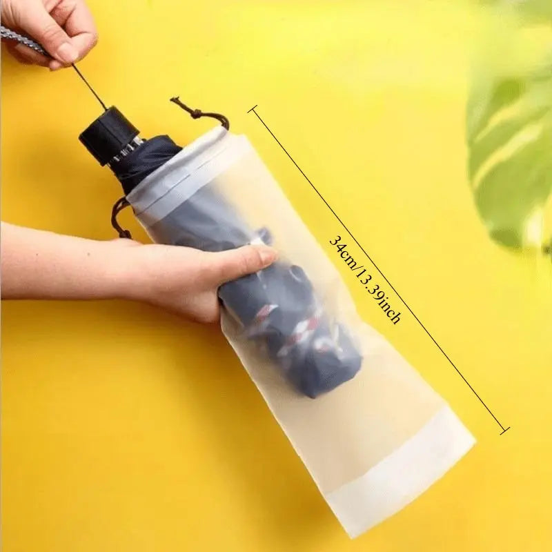 Plastic Bag Matte Translucent Umbrella Storage Bag Reusable Portable Umbrella Drawstring Storage Cover Home Storage Organizer Durable Plastic Organizers