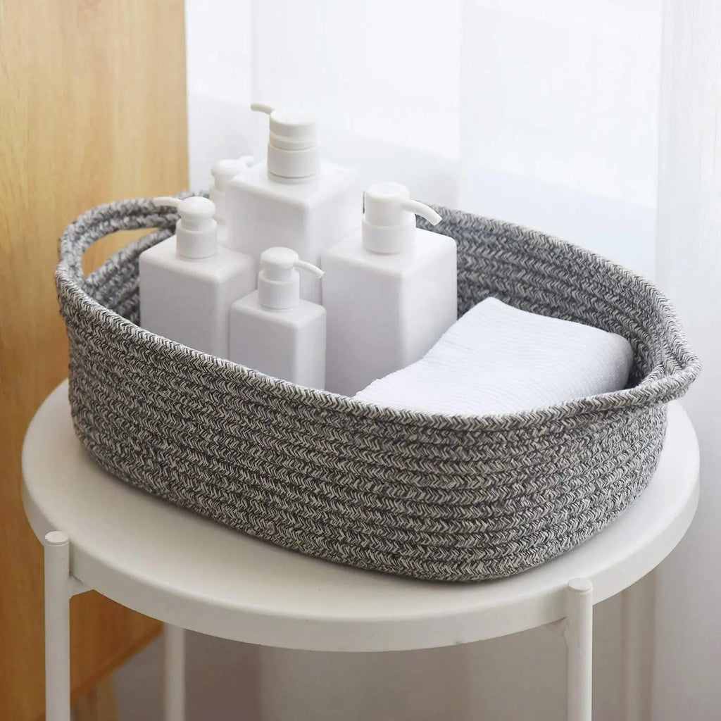 Woven Cotton Rope Cube Storage Basket Organiser - Clothes, Towel, Baby Diaper Holder for Wardrobe, Baby Room