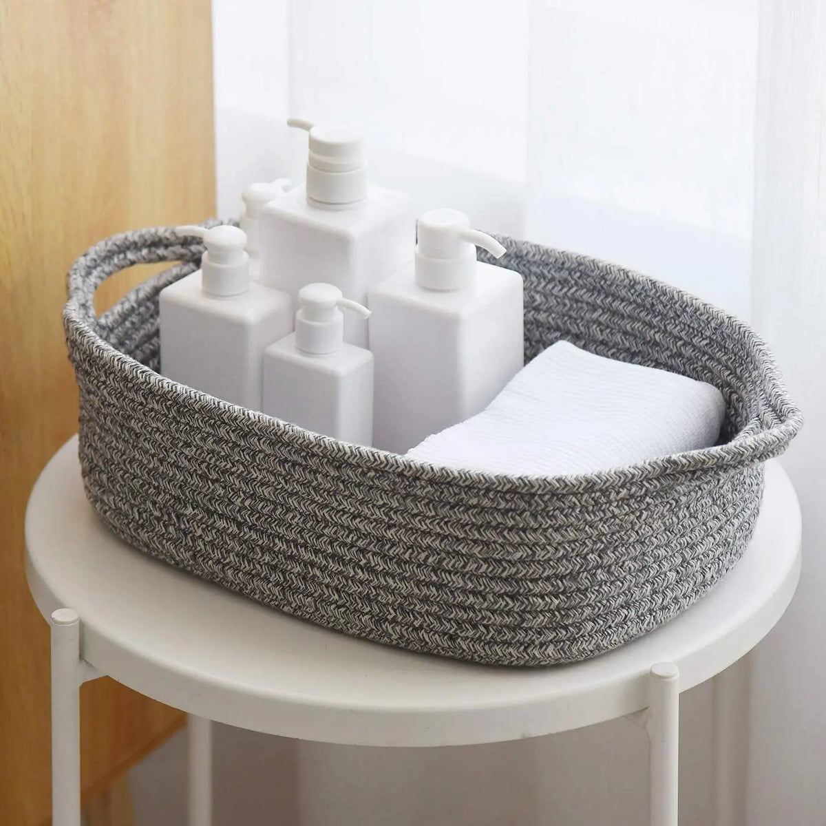 Woven Cotton Rope Cube Storage Basket Organiser - Clothes, Towel, Baby Diaper Holder for Wardrobe, Baby Room