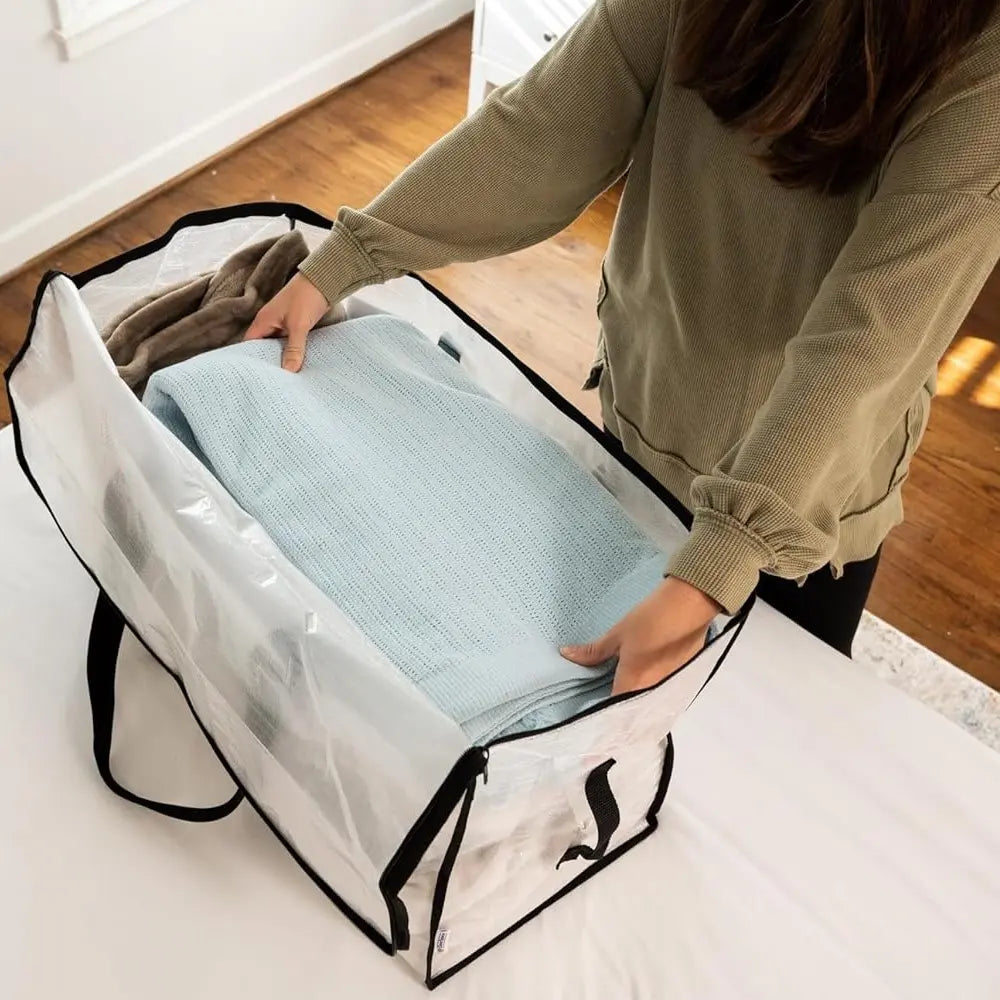 6-Pack Oversized Moving Bags with Reinforced Handles, Heavy-Duty Storage Tote for Clothes, Moving Supplies (Clear, 6-Pack),sohochic